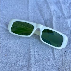 Vintage Space Age Atomic Style Ivory White Tiny Sunglasses // Avant Garde